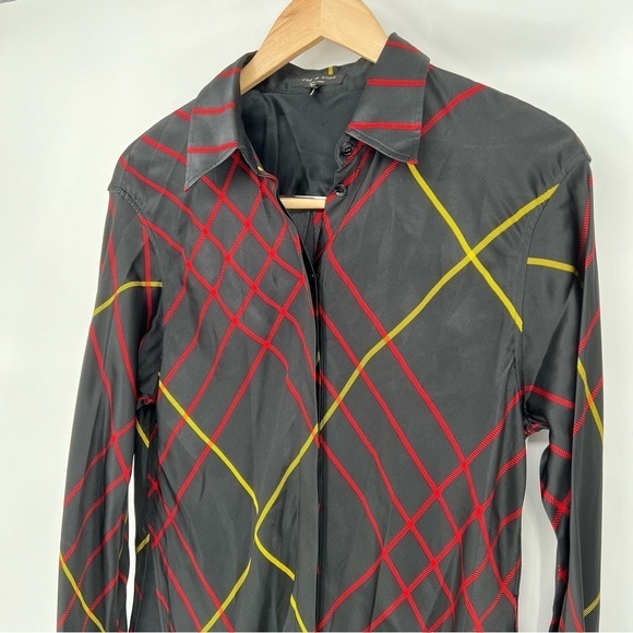 Rag and Bone Silk windowpane Edith Plaid blouse Size medium Tunic - Picture 5 of 16
